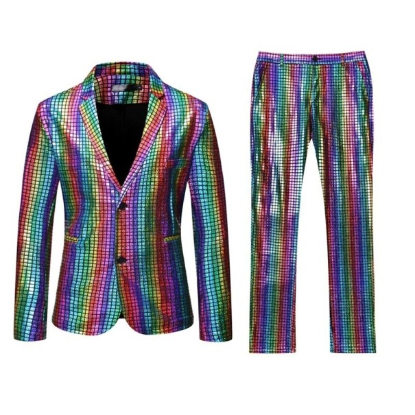 Costum lucios pentru bărbați curcubeu XL