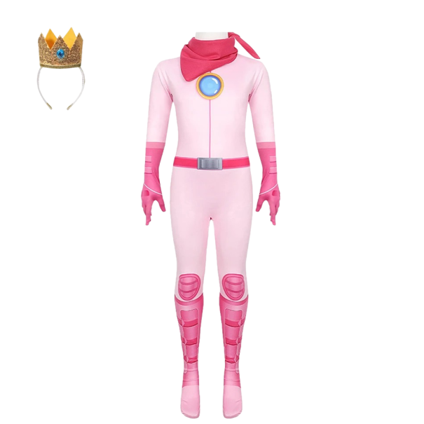 Costum Mario Princess Peach Costum Cosplay Printesa Peach pentru fete Costum Coroana Carnaval Costum Halloween Fete Costum Printesa Peach 5