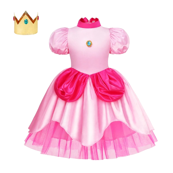 Costum Mario Princess Peach Costum Cosplay Printesa Peach pentru fete Costum Coroana Carnaval Costum Halloween fete Rochie Printesa Peach V296 4