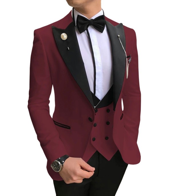 Costum pentru bărbați F372 burgundia XL
