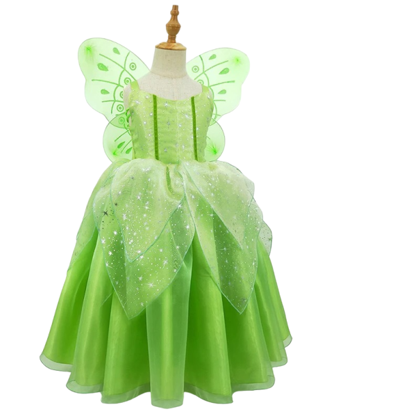 Costum Zana Tinkerbell cu Aripi Costum pentru fete Cosplay Zana Tinkerbell Costum Carnaval Costum Halloween Fete Rochie Zana Tinkerbell 6