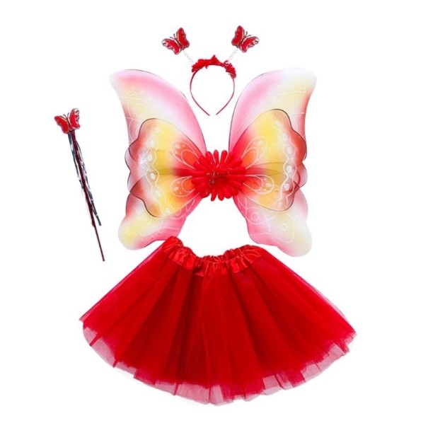 Costume d'enfant ailes de papillon avec jupe rouge