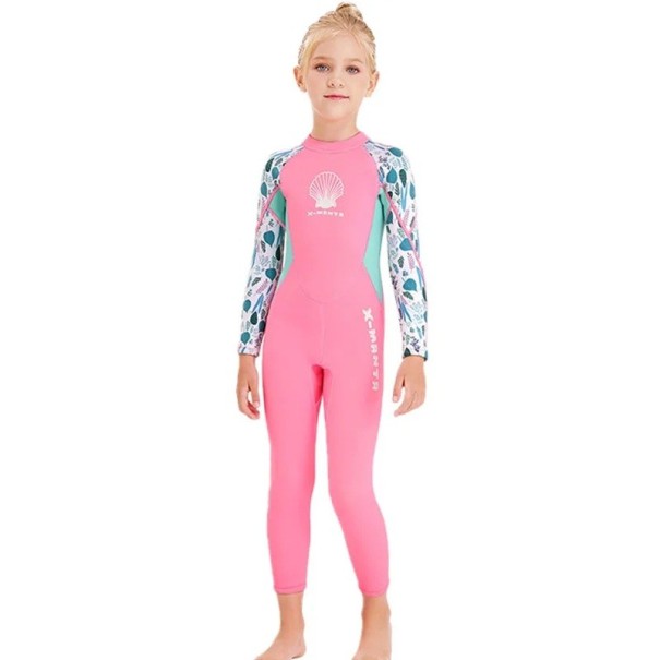 Costume da neoprene per bambine 2,5 mm intero con maniche lunghe e protezione UV per sport acquatici rosa 4