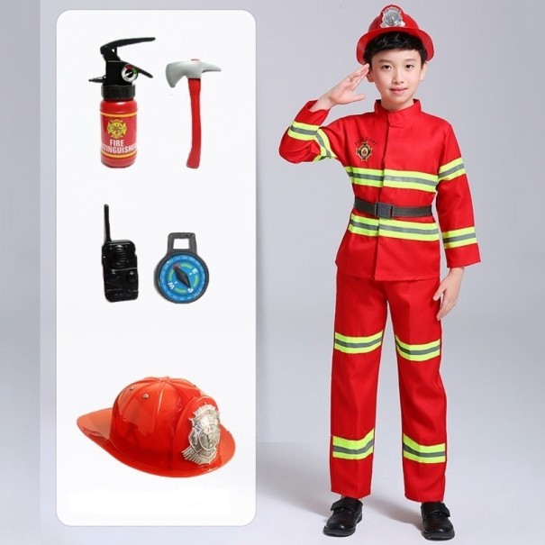Costume da pompiere per bambini rosso 4