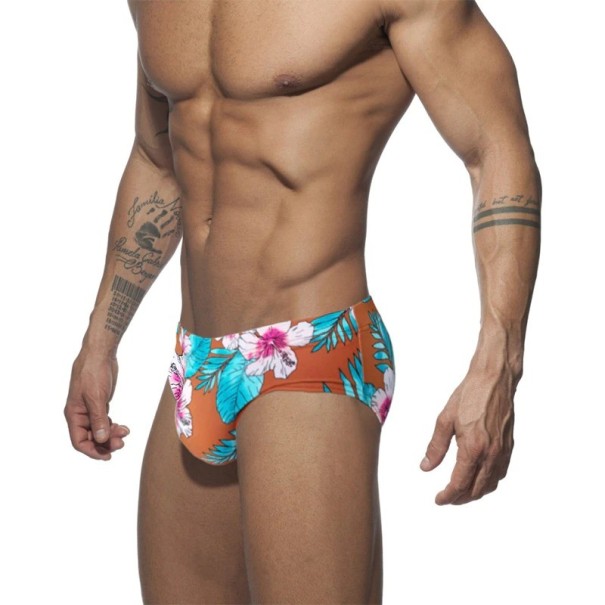 Costume de baie pentru bărbați cu flori maro deschis XS