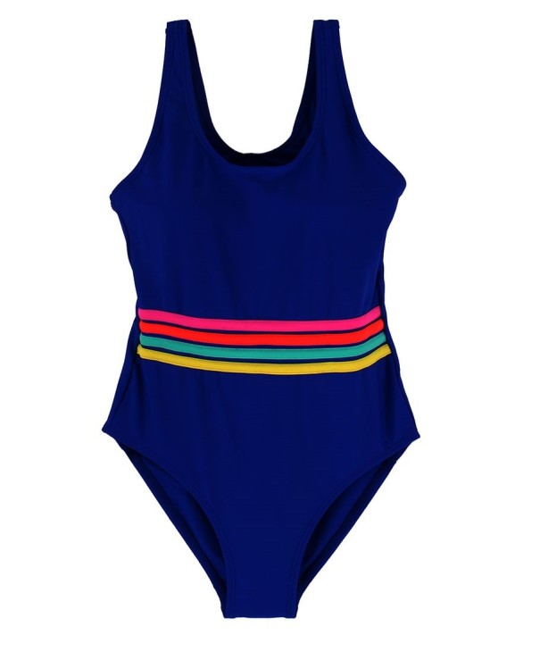 Costume de baie pentru fete cu dungi J2492 albastru deschis 6