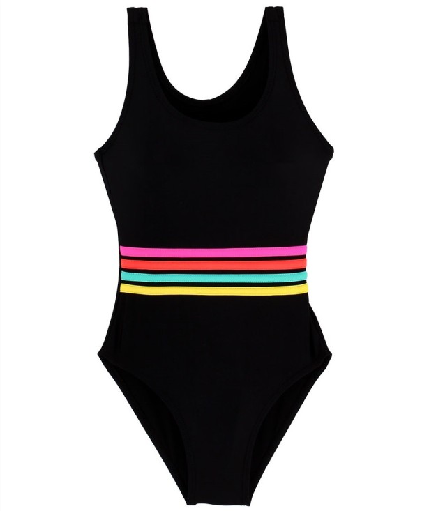 Costume de baie pentru fete cu dungi J2492 albastru inchis 3