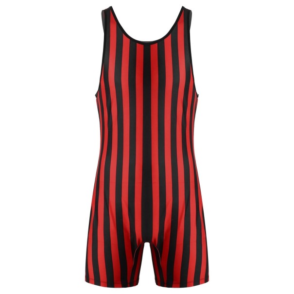 Costumi da bagno a righe da uomo F1013 rosso L