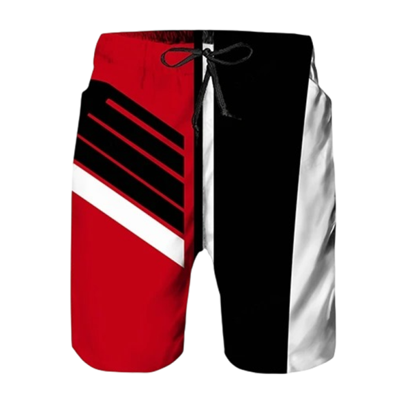 Costumi da bagno da uomo in poliestere a pantaloncino monocolore con righe colorate con lacci estivi per spiaggia e piscina sportivi rosso XS