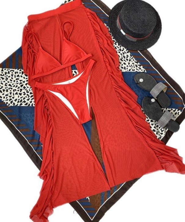 Costumi da bagno e pantaloni rosso L