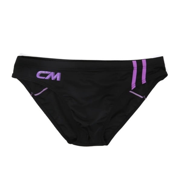 Costumi da bagno slip da uomo in tinta unita con strisce Nylon Spandex Taglio aderente Vita elastica Costumi da bagno per spiaggia nero XL