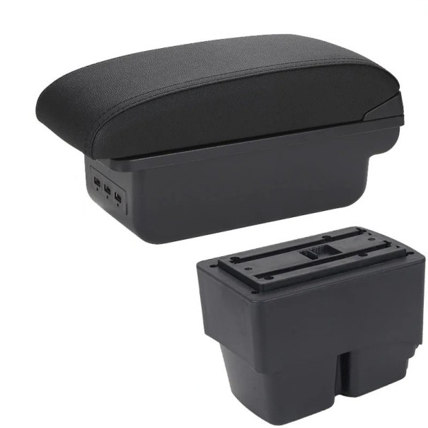 Cotiere 31 x 13 x 16 cm pentru Ford Fiesta MK7 2009–2017 PU piele ABS plastic Consolă centrală cu USB și cutie de depozitare + accesorii de montaj negru