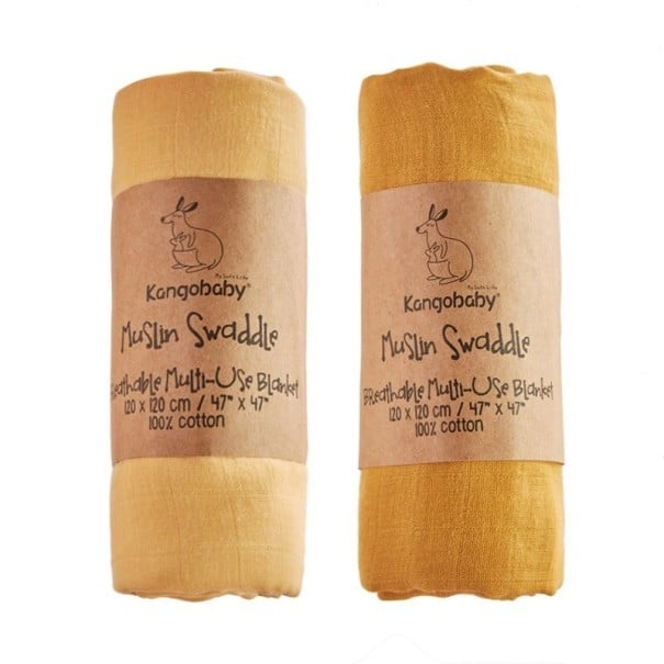 Cotton Baby Muslin Cloths 2 Pack yellow