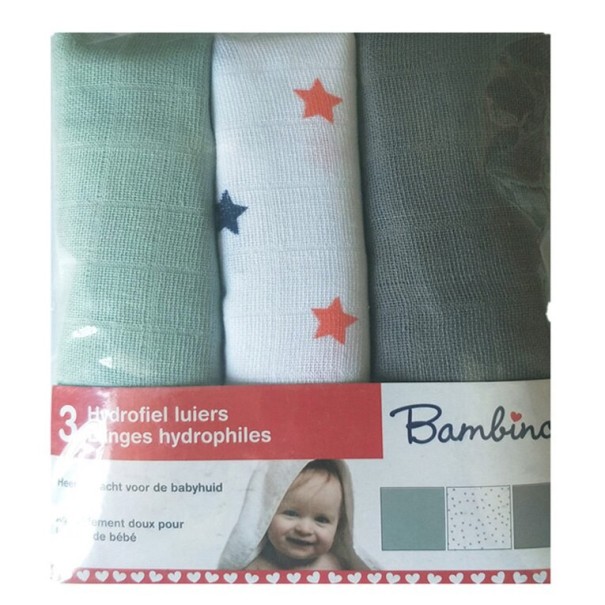 Cotton Muslin Nappies for Babies Set of 3 Soft Baby Nappies for Versatile Use in Baby Care Size 60 x 60 cm 5