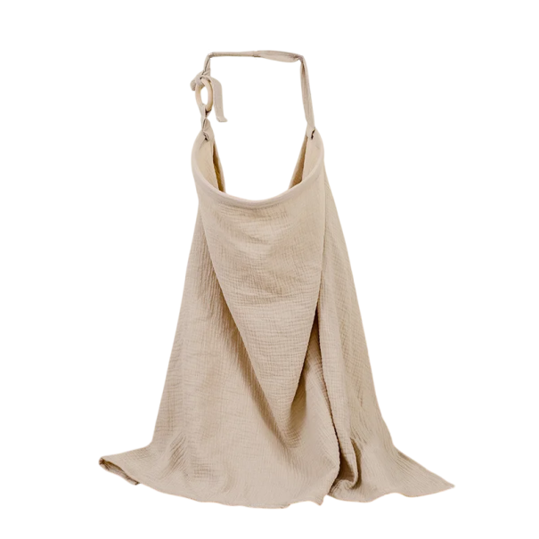 Cotton Muslin Nursing Apron for Mothers 100 x 65 cm Nursing Cover Breathable Fabric Privacy Protection While Feeding beige