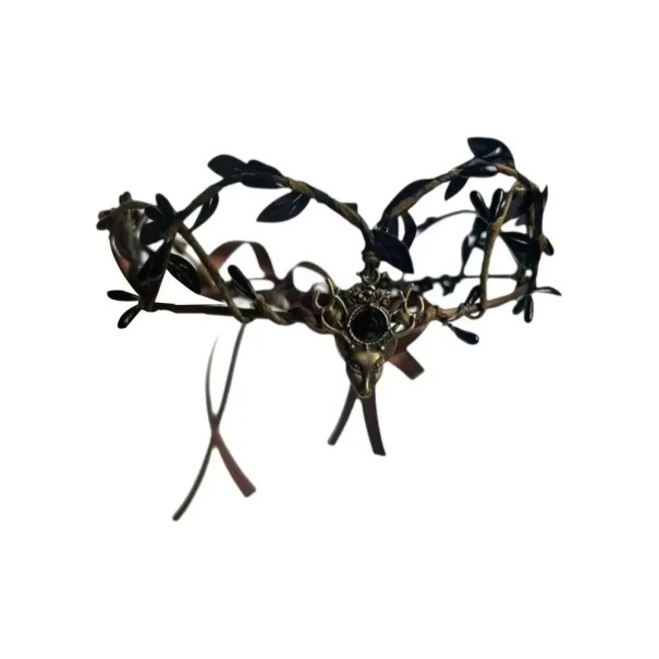 Couronne elfique pour cheveux avec diamant noir Circonférence de tête 56–59 cm Serre-tête fantaisiste ornement capillaire de costume 1