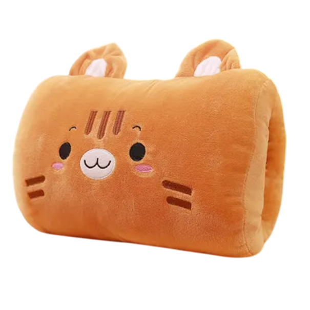 Coussin avec ouverture pour les mains 32 x 21,5 cm Coussin en peluche marron Motif animal Design mignon Coussin pour les mains Détente confortable en voyage 1