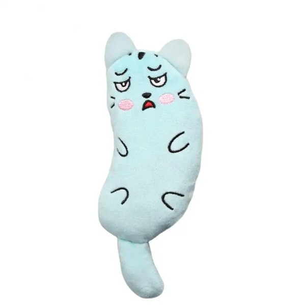 Coussin Catnip 16 x 5,5 cm Coussin pour chats en forme de chat Jouet mignon pour chats Jouet à mâcher en peluche Coussin à mâcher pour chats bleu clair