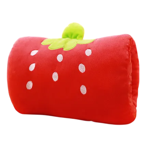 Coussin chauffant pour les mains 32 x 21,5 cm Coussin en peluche rouge avec motif de fraise Accessoire d'hiver Coussin thermique Cadeau pour enfants 1