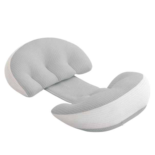 Coussin de grossesse pour le soutien des hanches 64-78x36 cm Coussin ergonomique pour femmes enceintes Coussin d'allaitement Soutien du dos, des jambes et de la tête Housse en coton amovible gris