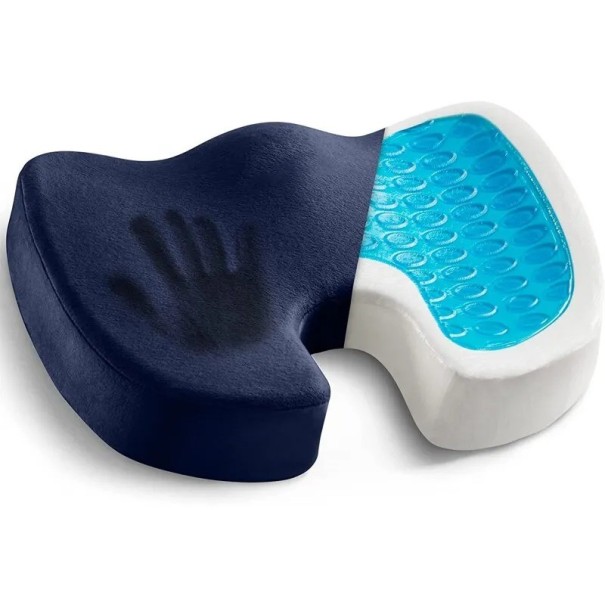 Coussin de siège pour une bonne posture Coussin orthopédique en mousse à mémoire de forme Coussin antidérapant pour chaise de bureau pour le soutien du coccyx 45 x 35 cm bleu
