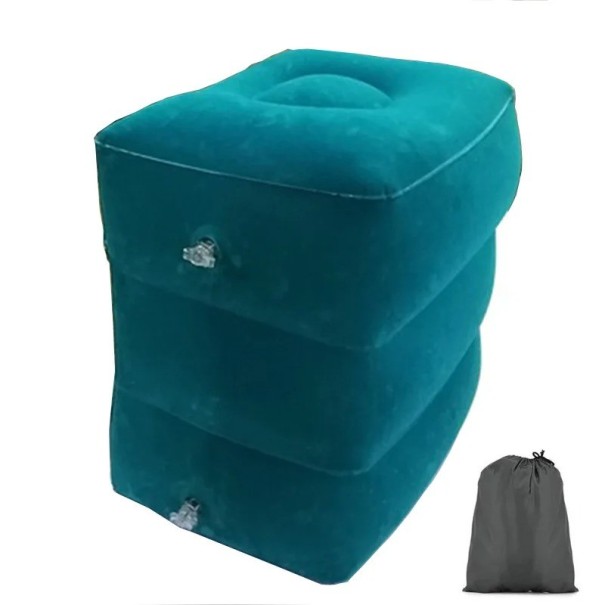 Coussin de voyage gonflable Repose-pieds gonflable Support de jambes gonflable Coussin pour les pieds Coussin gonflable doux pour avion 40 x 30 x 38 cm bleu