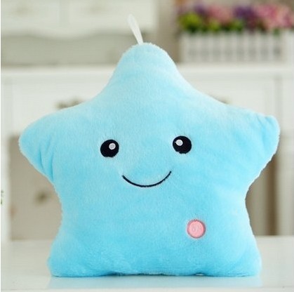 Coussin en peluche lumineux LED en forme d'étoile J914 bleu