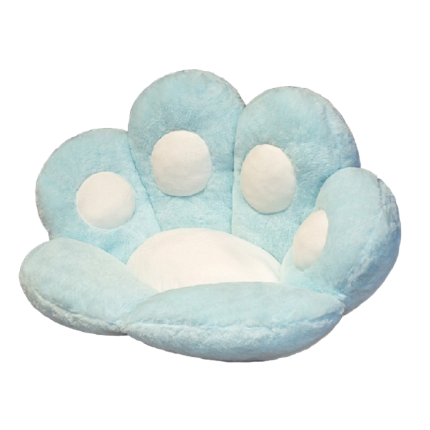 Coussin en peluche patte 70 cm T918 bleu clair