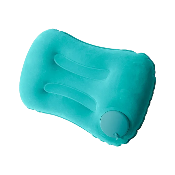 Coussin gonflable portable 43x28x10 cm Soutien du cou et des lombaires Coussin de voyage avec valve Léger et compact 120 g Détente en avion turquoise