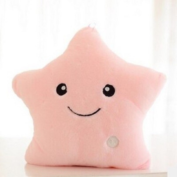 Coussin lumineux en forme d'étoile rose