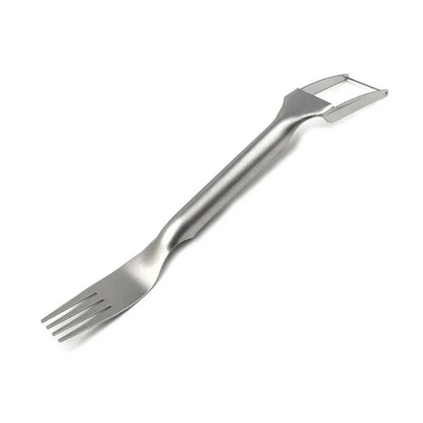 Couteau à pastèque 2 en 1 avec fourchette en acier inoxydable Argenté outil de cuisine multifonction pour couper et servir la pastèque 1