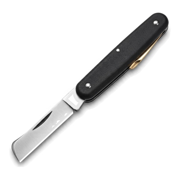Couteau de greffage pliant avec décapant de écorce 19,5 cm Lame en acier inoxydable de 5 cm et poignée noire Couteau de jardin pour greffage 1