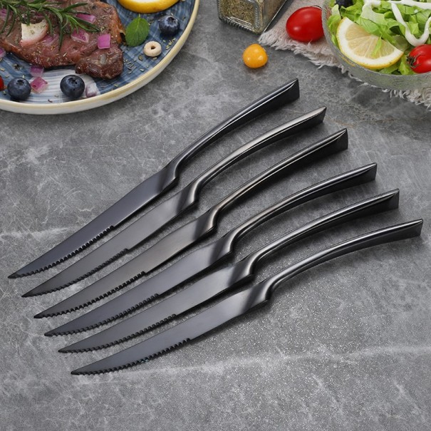 Couteau de table en acier inoxydable 6 pcs noir