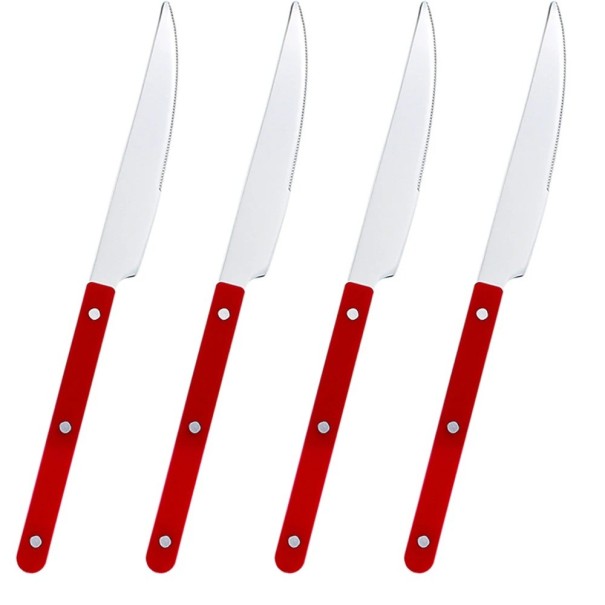 Couteau de table Ensemble de couverts Design Couteaux de table modernes avec poignée ergonomique Vaisselle élégante pour un usage quotidien rouge