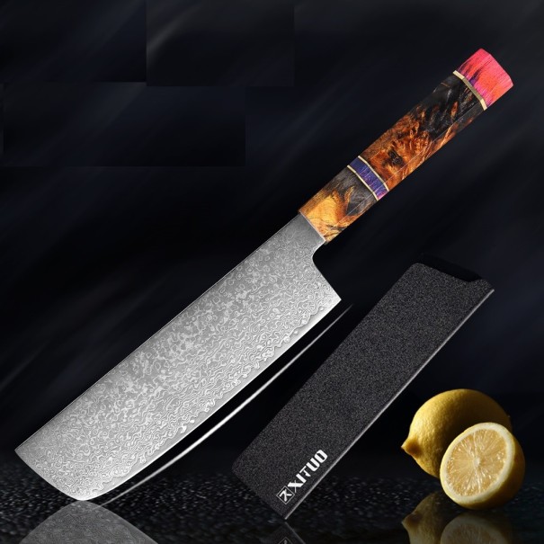 Couteau Nakiri en acier damassé 1