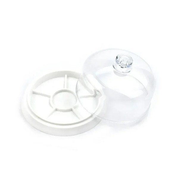 Couvercle anti-poussière pour montres avec 6 compartiments Couvercle anti-poussière avec un couvercle transparent et une base en plastique Protection des pièces de montres lors des réparations blanc