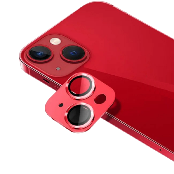 Couvercle en métal pour protéger les lentilles de l'iPhone 15 rouge