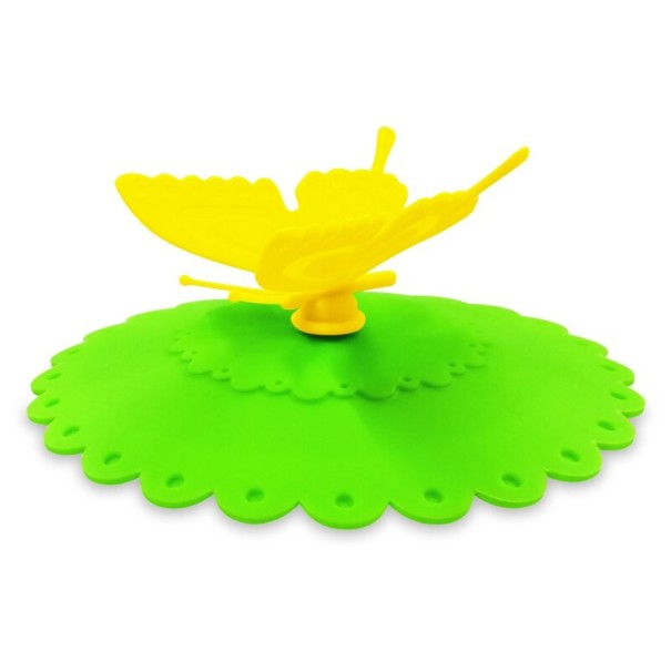 Couvercle en silicone pour tasse avec papillon vert 2