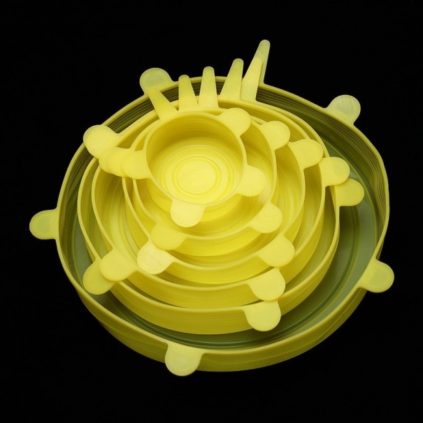 Couvercles élastiques pour sceller les aliments 6 pcs jaune