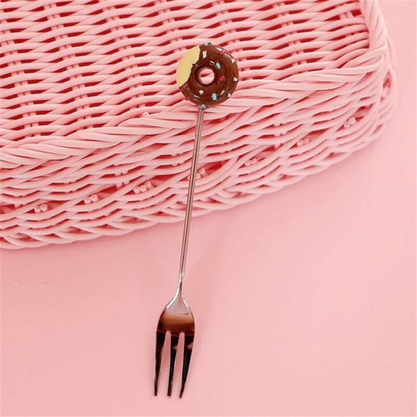 Couverts à dessert avec donut marron 1