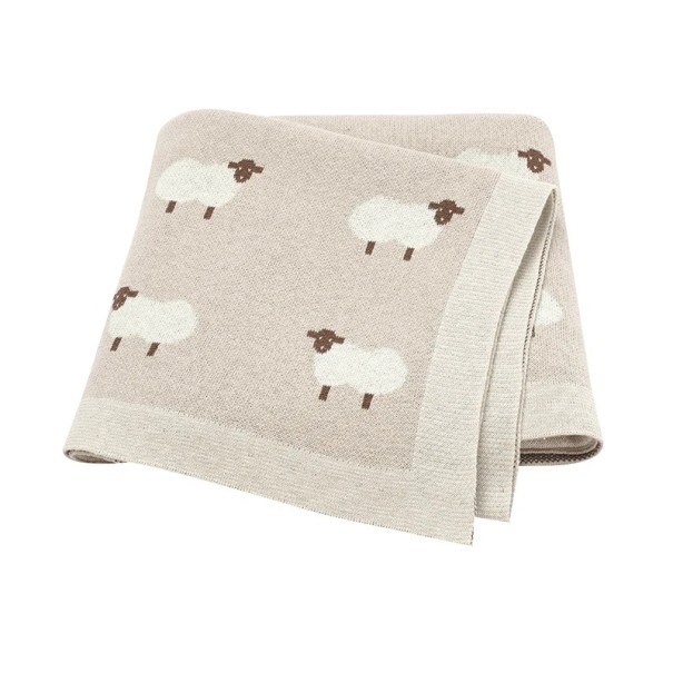 Couverture en coton tricoté pour bébé 70x90 cm Couverture bébé pour poussette Berceaux Motif coloré Nouveau-nés Nourrissons Dormir marron
