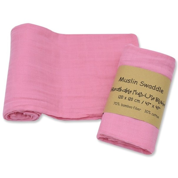 Couverture enveloppante pour bébé 120 x 120 cm E457 rose