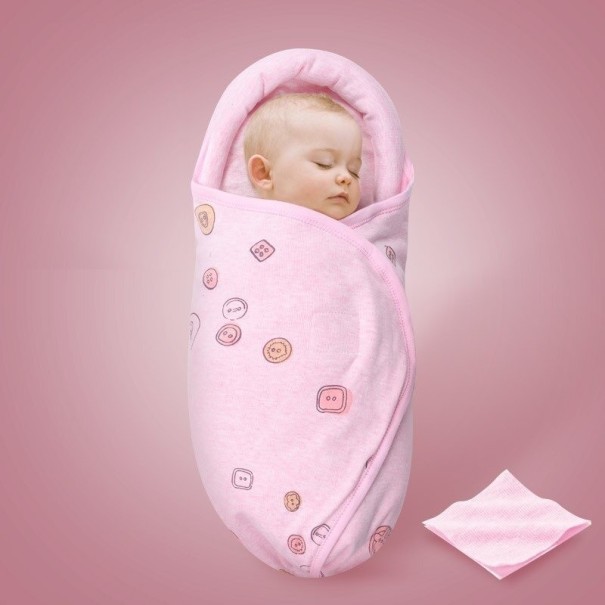 Couverture pour bébé à fermeture velcro C1128 rose