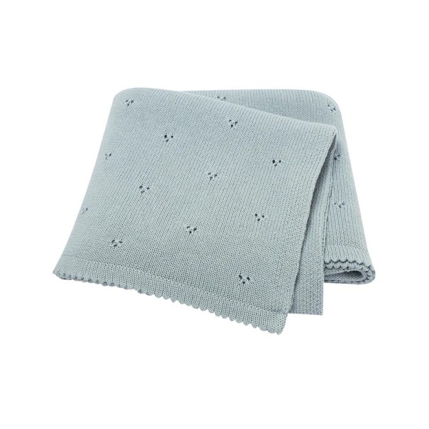 Couverture tricotée pour enfant 70x90 cm en coton fin Mimixiong pour bébé dans la poussette, le berceau ou à la maison Couverture douce pour le berceau gris