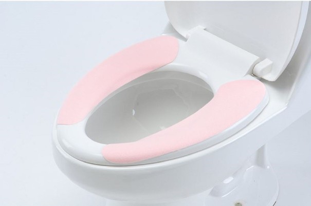 Couvre-siège de toilettes autocollant rose