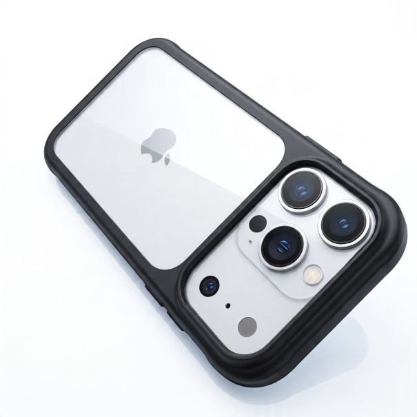 Cover til iPhone 18 Pro Max Gennemsigtig bagpanel PC + TPU Beskyttelse mod stød sort
