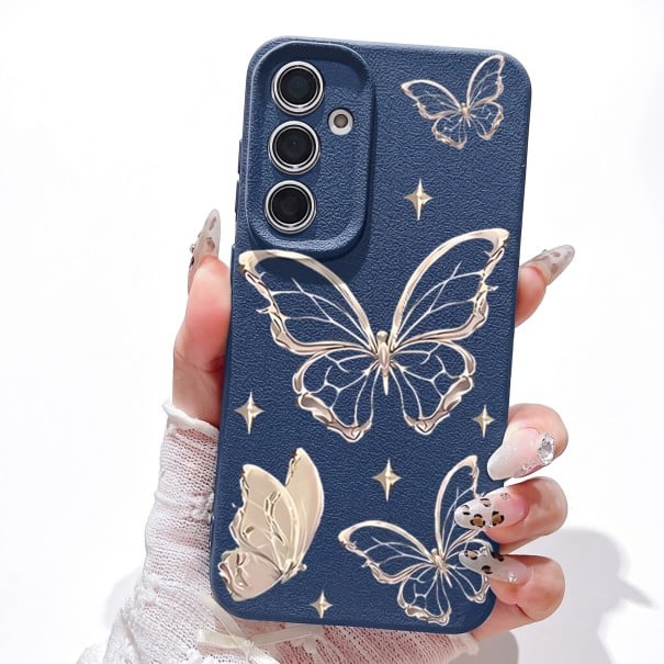Cover til Samsung Galaxy S26+ med sommerfuglemotiv Silikonecover med kamerabeskyttelse Beskyttende etui til mobil Samsung S26 Plus Til hverdag blå