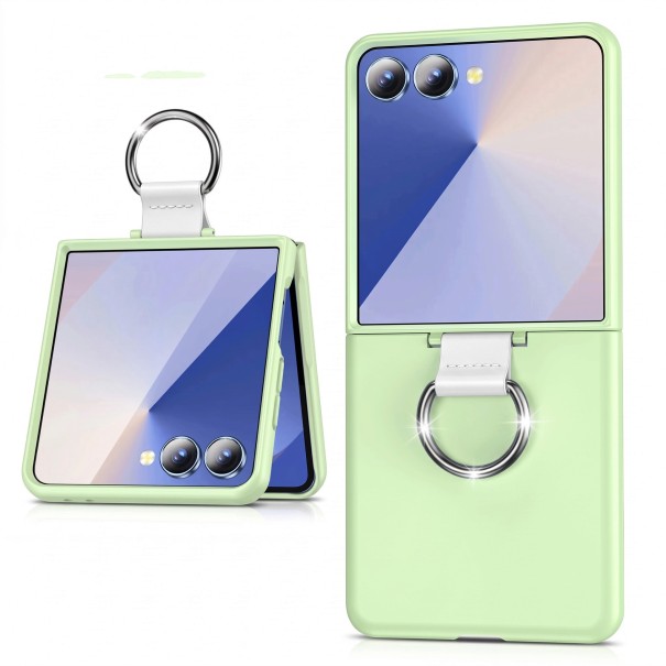 Cover til Samsung Galaxy Z Flip 6 Stødabsorberende etui med fingerholder Plastisk todelt skal Ring ved hængslet Til foldbar mobil lysegrøn