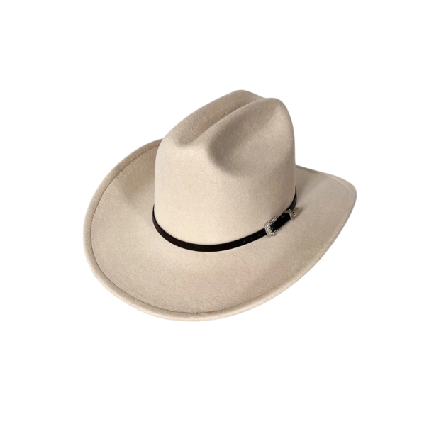 Cowboyhat 57–59 cm Stilfuld westernhat med bred skygge Kostumeaccessory til mænd og kvinder Cowboymode beige