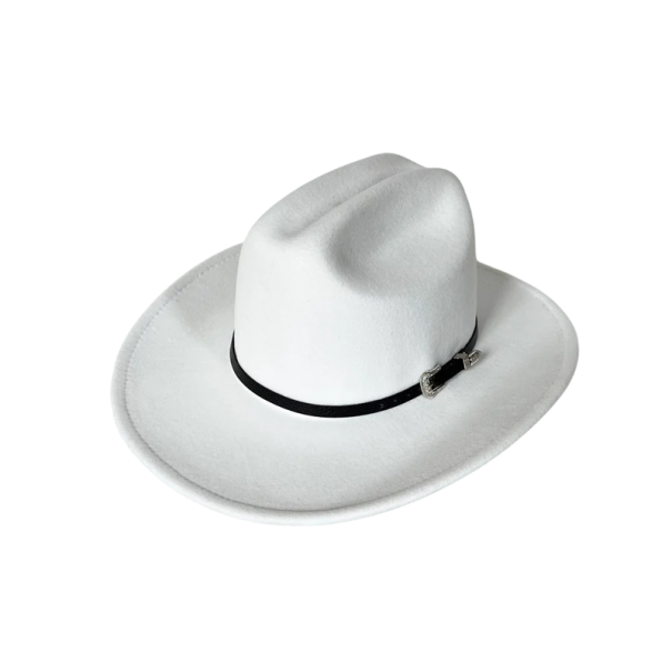 Cowboyhatt 57–59 cm Stilig westernhatt med bred brätte Kostymtillbehör för män och kvinnor Cowboymode vit
